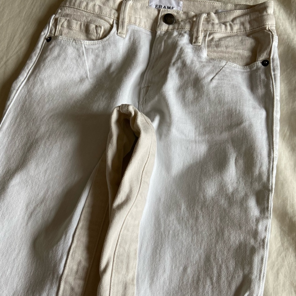 Frame Denim Women's Two-Tone Cream Jeans